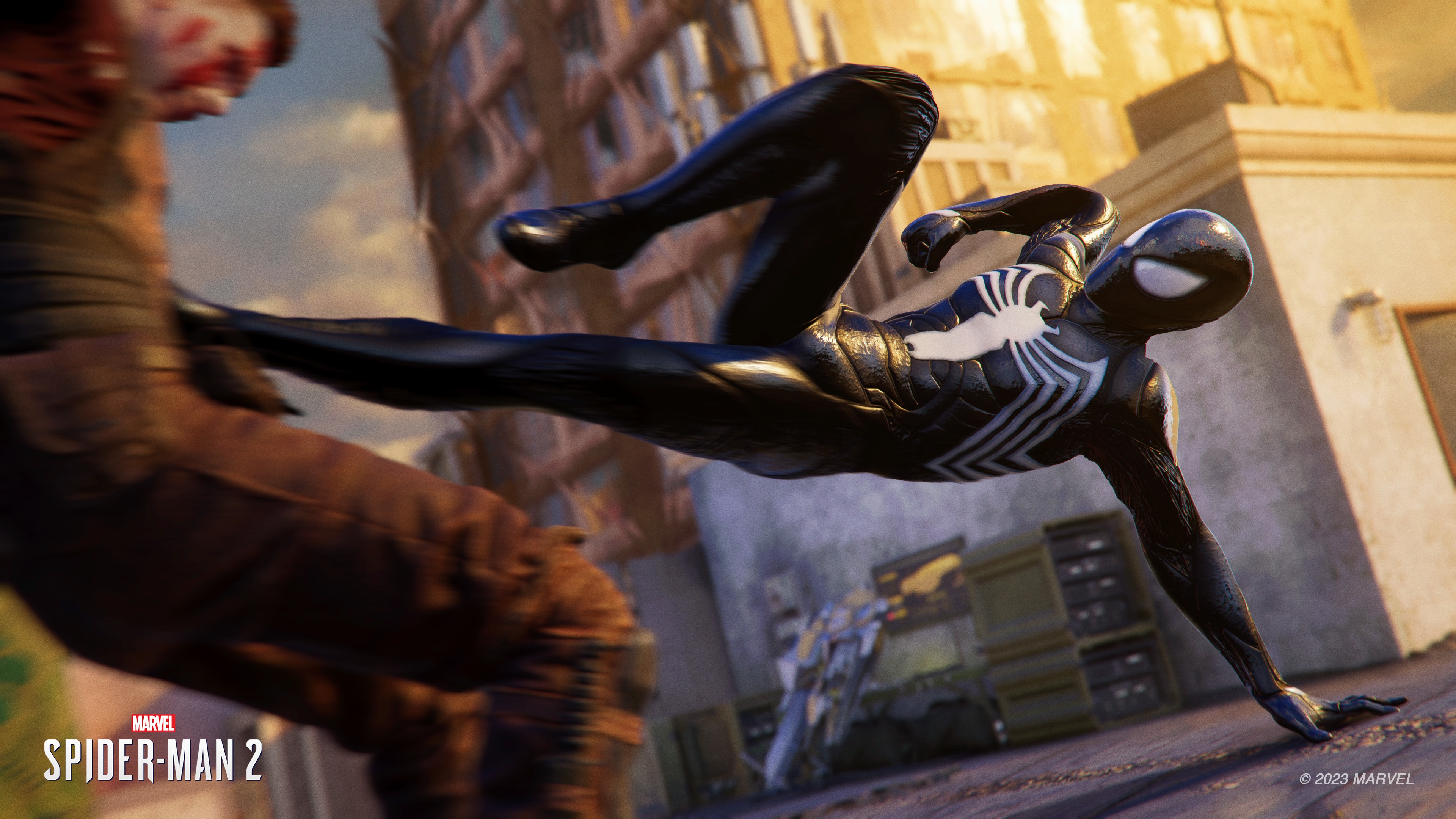 (Via the skill tree, Spider Men unlock new attacks, such as this kicking sequence.)